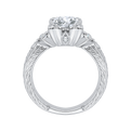 Diamond Vintage Engagement Ring In 14K White Gold (Semi-Mount)