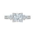 Diamond Vintage Engagement Ring In 14K White Gold (Semi-Mount)