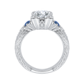 Round Diamond Engagement Ring with Sapphire in 14K White Gold (Semi-Mount)