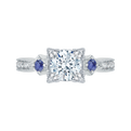 Round Diamond Engagement Ring with Sapphire in 14K White Gold (Semi-Mount)