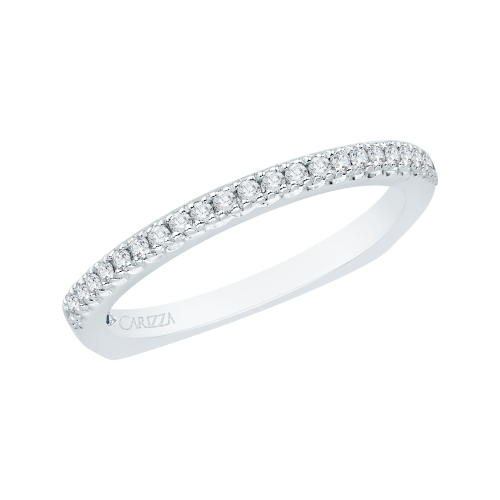 Round Diamond Euro Shank Wedding Band In 14K White Gold