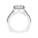 Black and White Rhodium Tips Diamond Halo Vintage Engagement Ring in 14K White Gold (Semi-Mount)