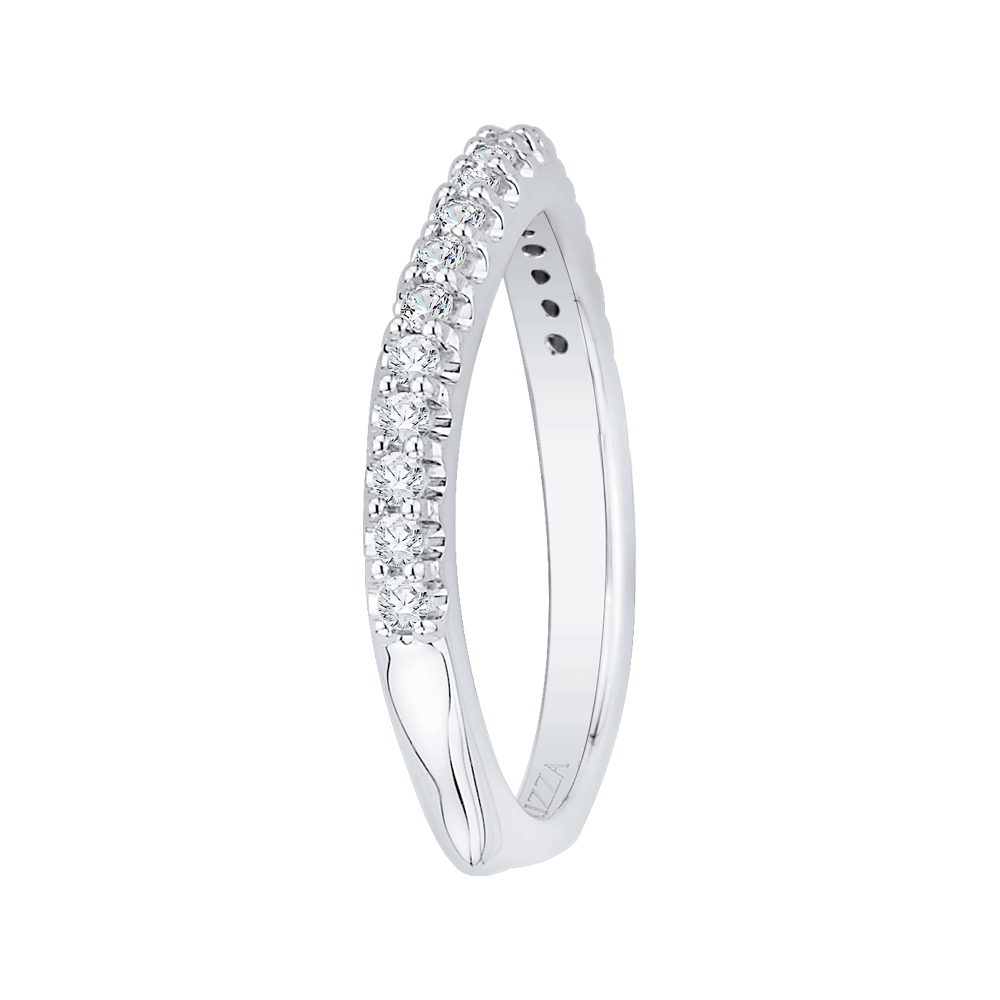 Euro Shank Round Diamond Half-Eternity Wedding Band in 14K White Gold