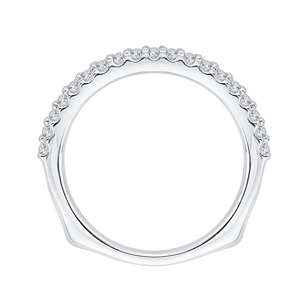 Euro Shank Round Diamond Half-Eternity Wedding Band in 14K White Gold