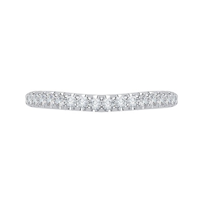 Euro Shank Round Diamond Half-Eternity Wedding Band in 14K White Gold