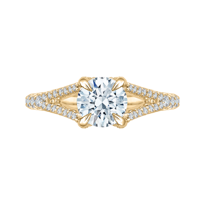 Split Shank Round Diamond Engagement Ring in 14K Yellow Gold (Semi-Mount)