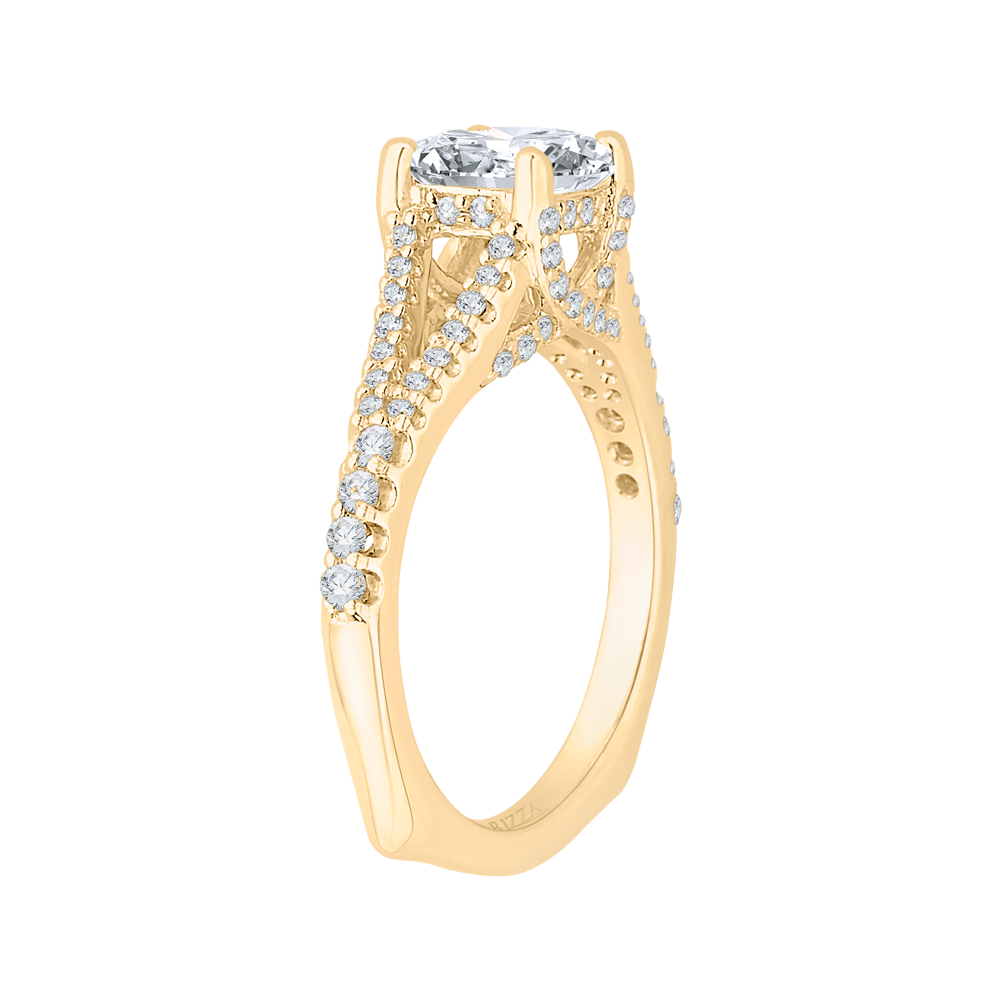 Split Shank Round Diamond Engagement Ring in 14K Yellow Gold (Semi-Mount)