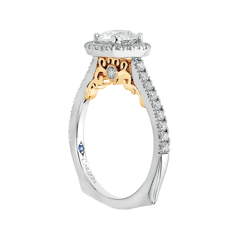 Diamond Halo Engagement Ring in 14K Two-Tone Gold (Semi-Mount)