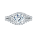 Split Shank Round Diamond Halo Engagement Ring in 14K White Gold (Semi-Mount)