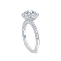 Euro Shank Round Diamond Halo Engagement Ring in 14K White Gold (Semi-Mount)