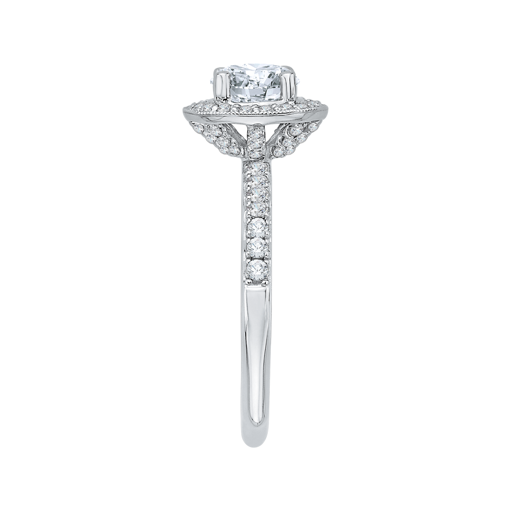 Euro Shank Round Diamond Halo Engagement Ring in 14K White Gold (Semi-Mount)