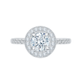 Euro Shank Round Diamond Halo Engagement Ring in 14K White Gold (Semi-Mount)