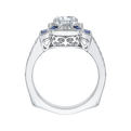 Round Diamond and Sapphire Engagement Ring in 14K White Gold (Semi-Mount)