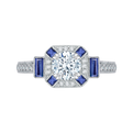 Round Diamond and Sapphire Engagement Ring in 14K White Gold (Semi-Mount)