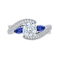 Round Diamond and Sapphire Engagement Ring in 14K White Gold (Semi-Mount)