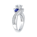 Round Diamond and Sapphire Engagement Ring in 14K White Gold (Semi-Mount)