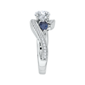 Round Diamond and Sapphire Engagement Ring in 14K White Gold (Semi-Mount)