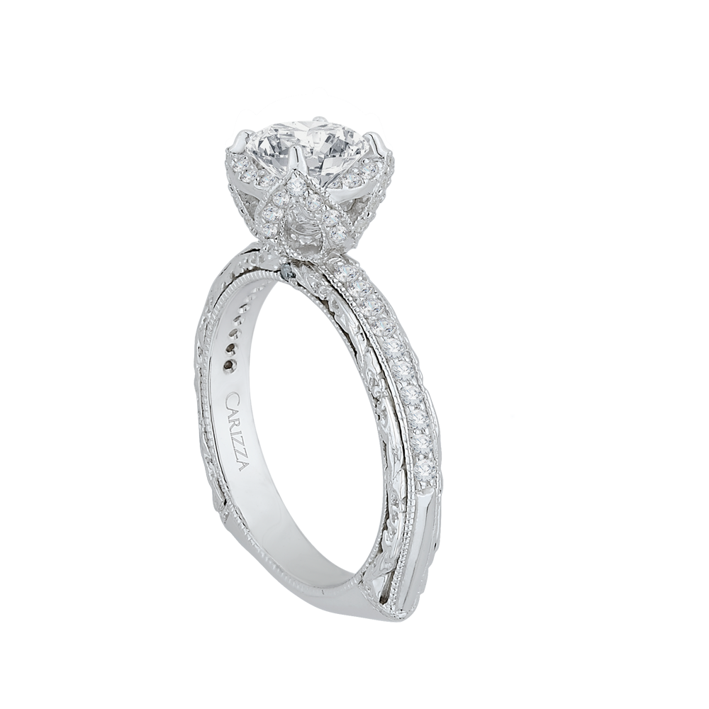 Euro Shank Diamond Engagement Ring in 14K White Gold (Semi-Mount)