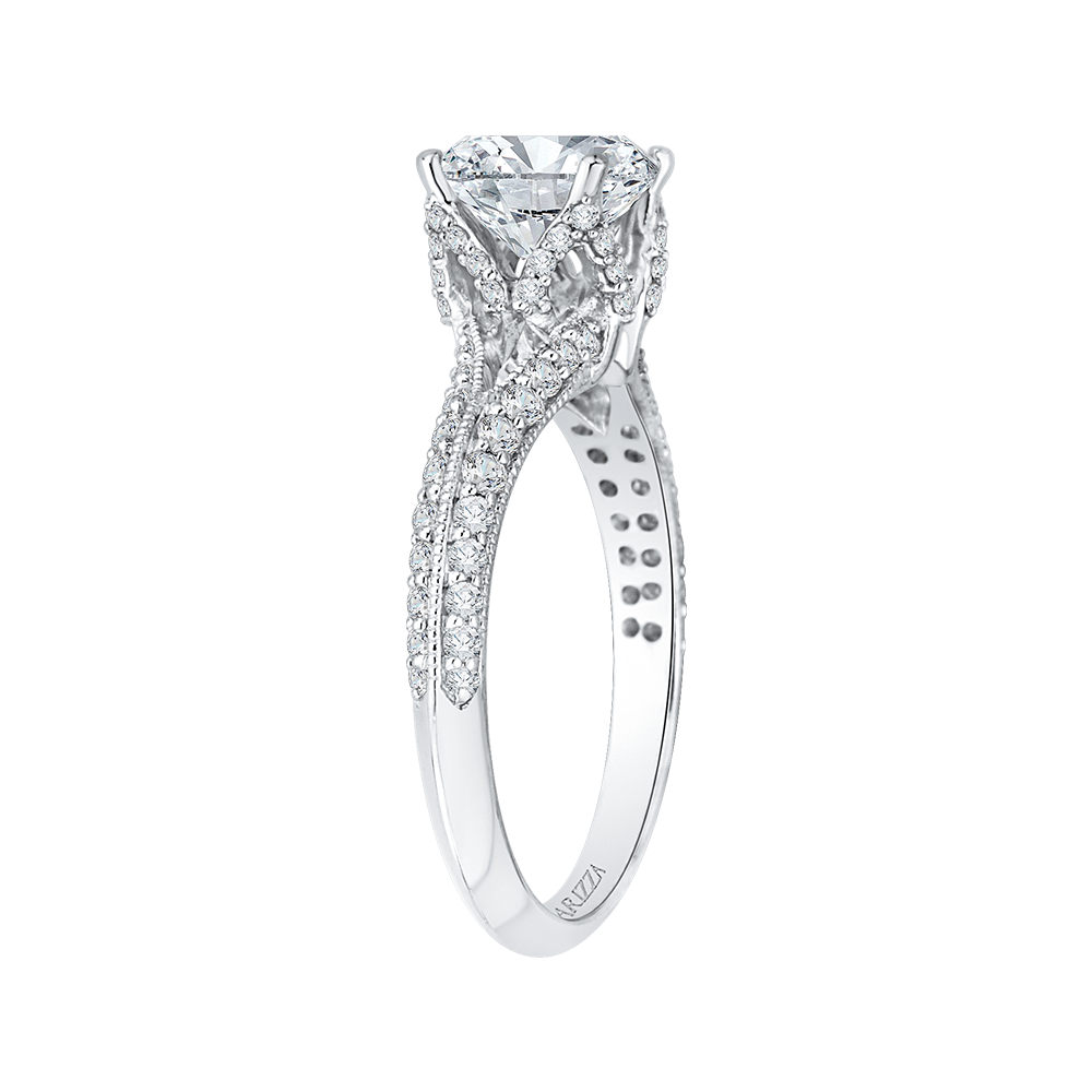 Split Shank Round Diamond Engagement Ring in 14K White Gold (Semi-Mount)