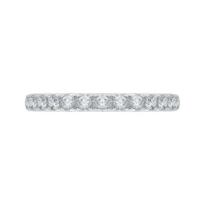 Round Diamond Half-Eternity Wedding Band in 14K Two Tone Gold