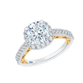 Round Diamond Halo Engagement Ring in 14K Two Tone Gold (Semi-Mount)