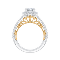 Round Diamond Halo Engagement Ring in 14K Two Tone Gold (Semi-Mount)