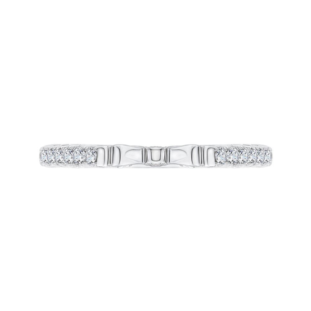 Euro Shank Round Diamond Wedding Band in 14K White Gold