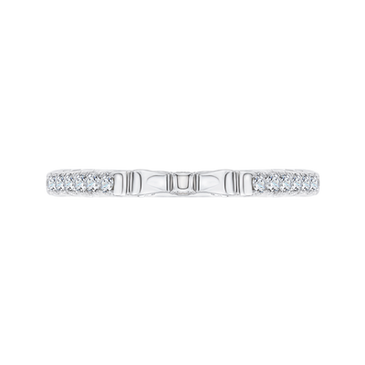 Euro Shank Round Diamond Wedding Band in 14K White Gold