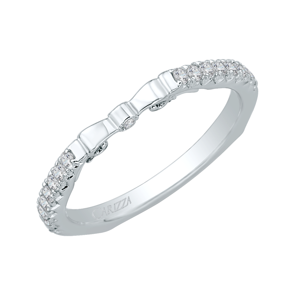 Euro Shank Round Diamond Wedding Band in 14K White Gold