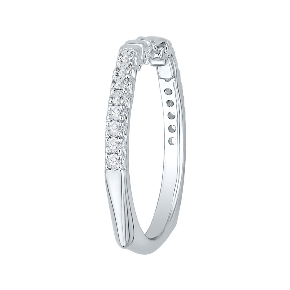 Euro Shank Round Diamond Wedding Band in 14K White Gold