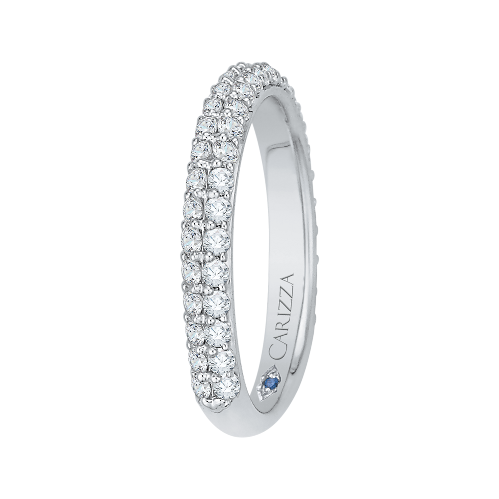 Euro Shank Round Diamond Wedding Band in 14K White Gold