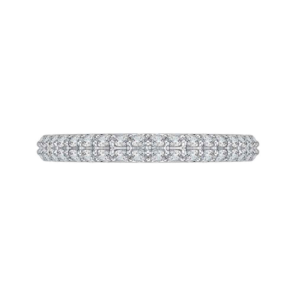 Euro Shank Round Diamond Wedding Band in 14K White Gold