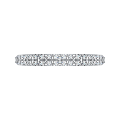 Euro Shank Round Diamond Wedding Band in 14K White Gold