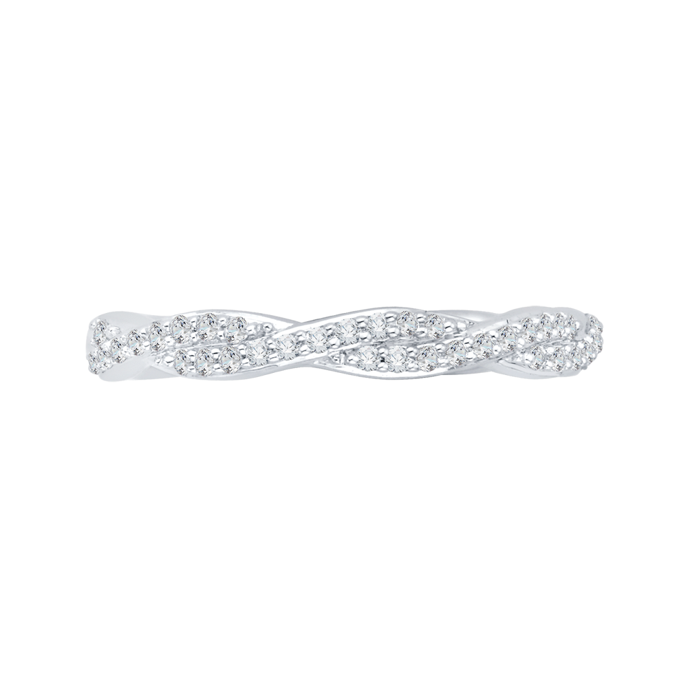 Round Diamond Criss-Cross Half-Eternity Wedding Band in 14K White Gold