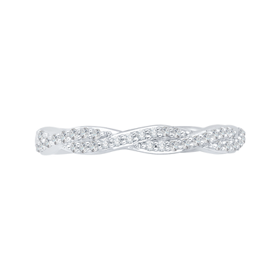 Round Diamond Criss-Cross Half-Eternity Wedding Band in 14K White Gold