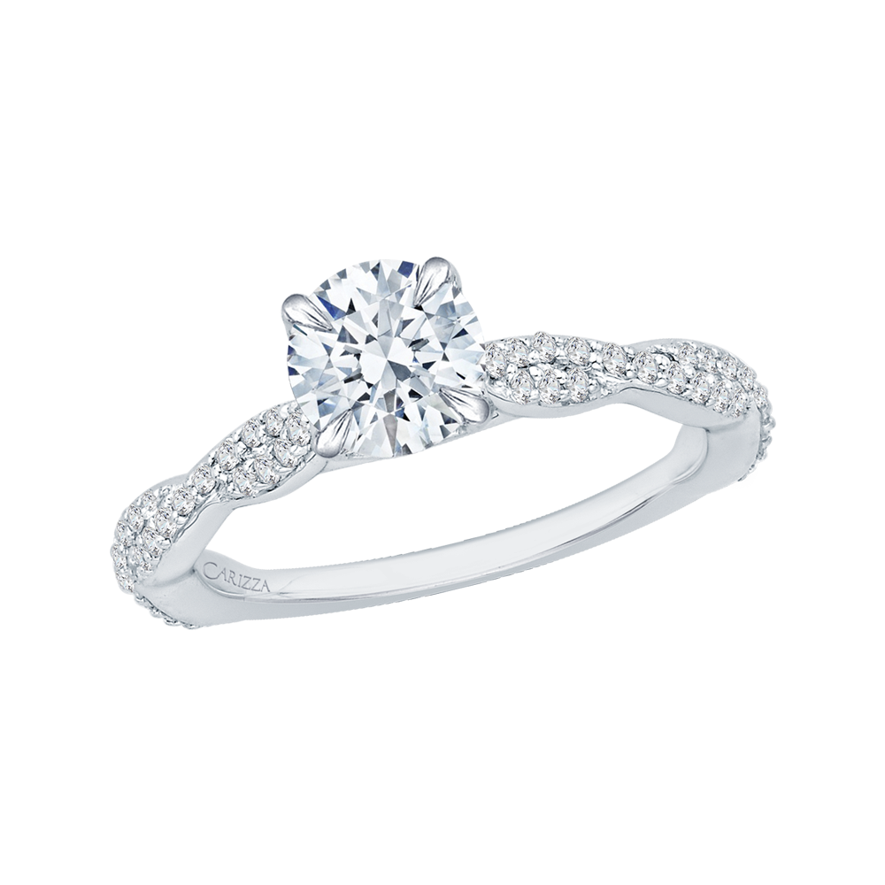 Round Diamond Engagement Ring in 14K White Gold (Semi-Mount)