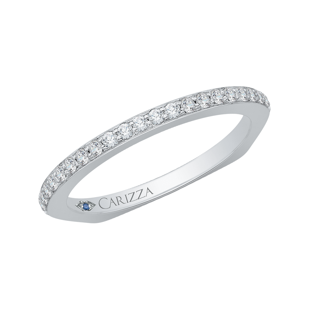 Euro Shank Round Diamond Wedding Band in 14K White Gold