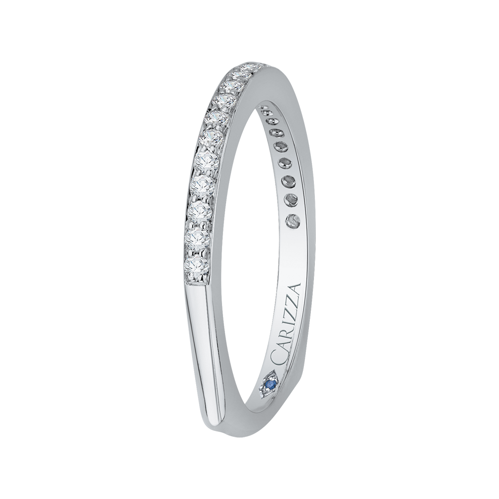 Euro Shank Round Diamond Wedding Band in 14K White Gold