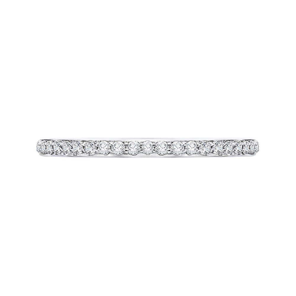 Euro Shank Round Diamond Wedding Band in 14K White Gold