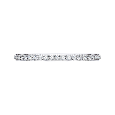 Euro Shank Round Diamond Wedding Band in 14K White Gold