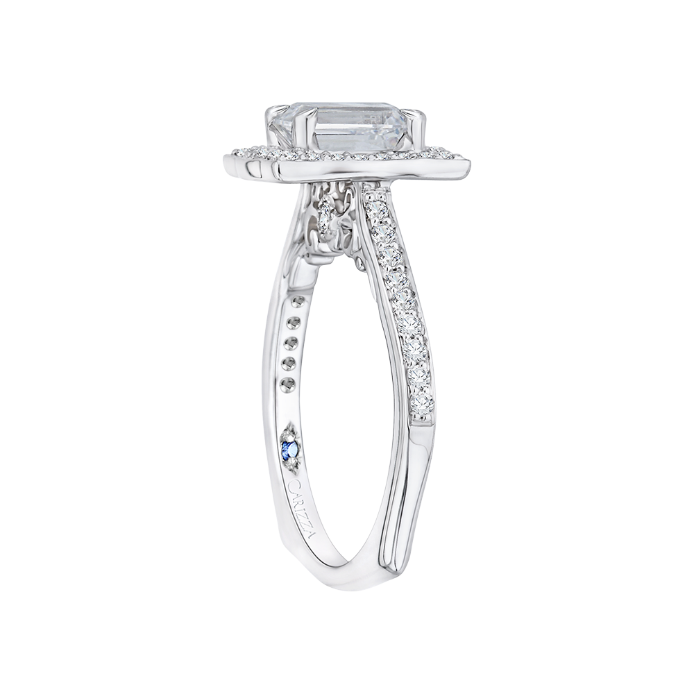 Round Diamond Halo Engagement Ring in 14K White Gold (Semi-Mount)