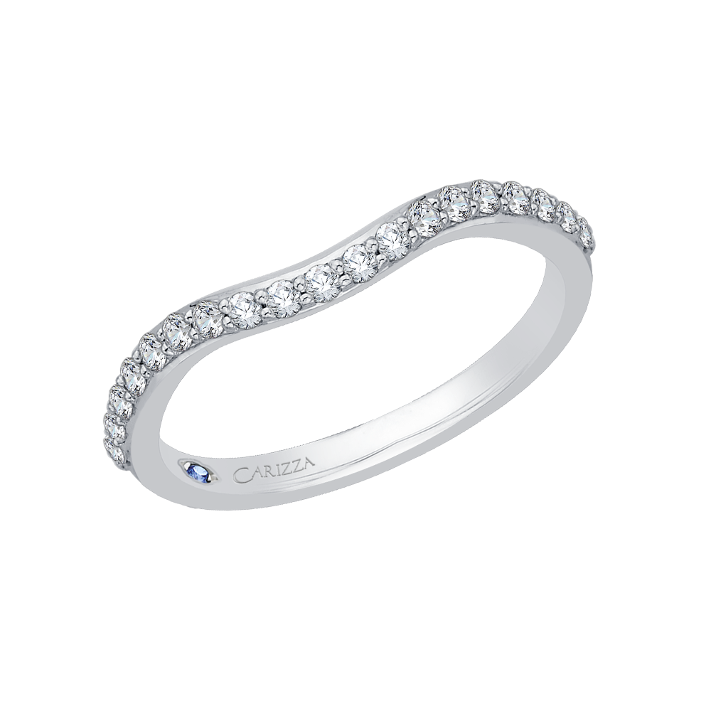 Round Diamond Half-Eternity Wedding Band in 14K White Gold