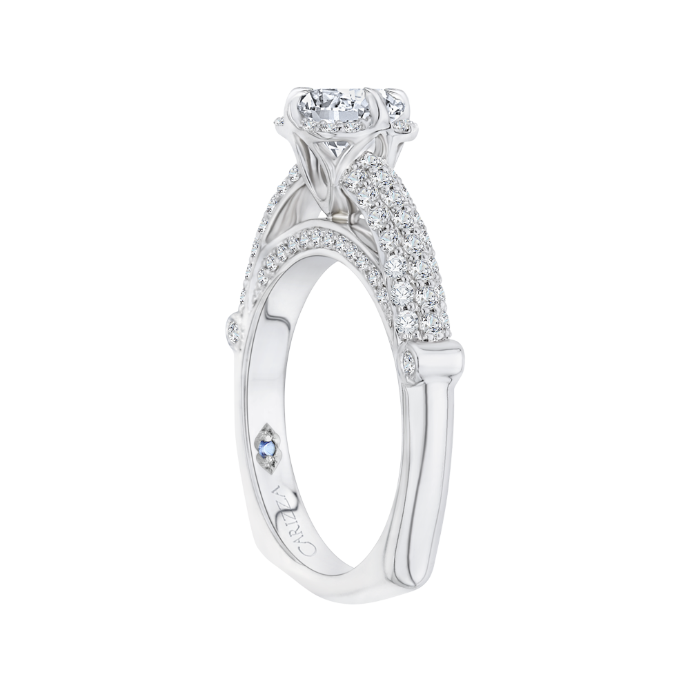 Round Diamond Cathedral Style Engagement Ring in 14K White Gold (Semi-Mount)