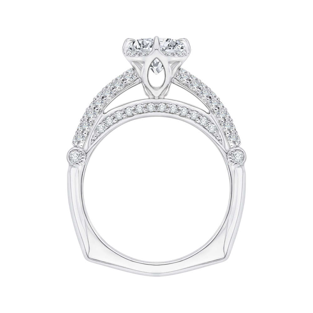 Round Diamond Cathedral Style Engagement Ring in 14K White Gold (Semi-Mount)