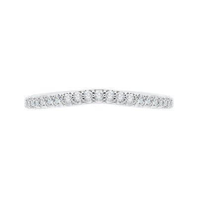 Euro Shank Round Diamond Wedding Band in 14K White Gold