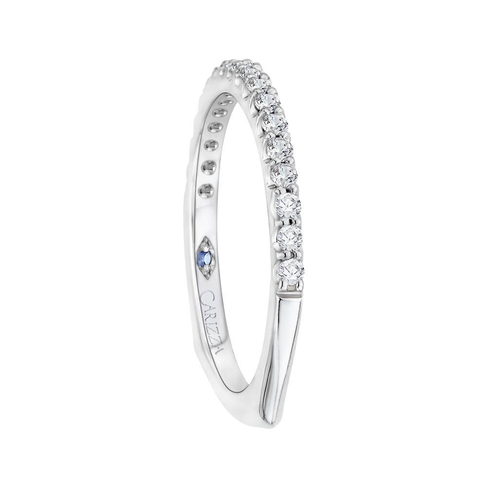 Euro Shank Round Diamond Wedding Band in 14K White Gold