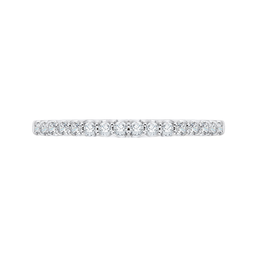 Euro Shank Round Diamond Wedding Band in 14K White Gold