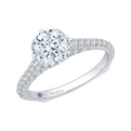 Euro Shank Round Diamond Engagement Ring in 14K White Gold (Semi-Mount)