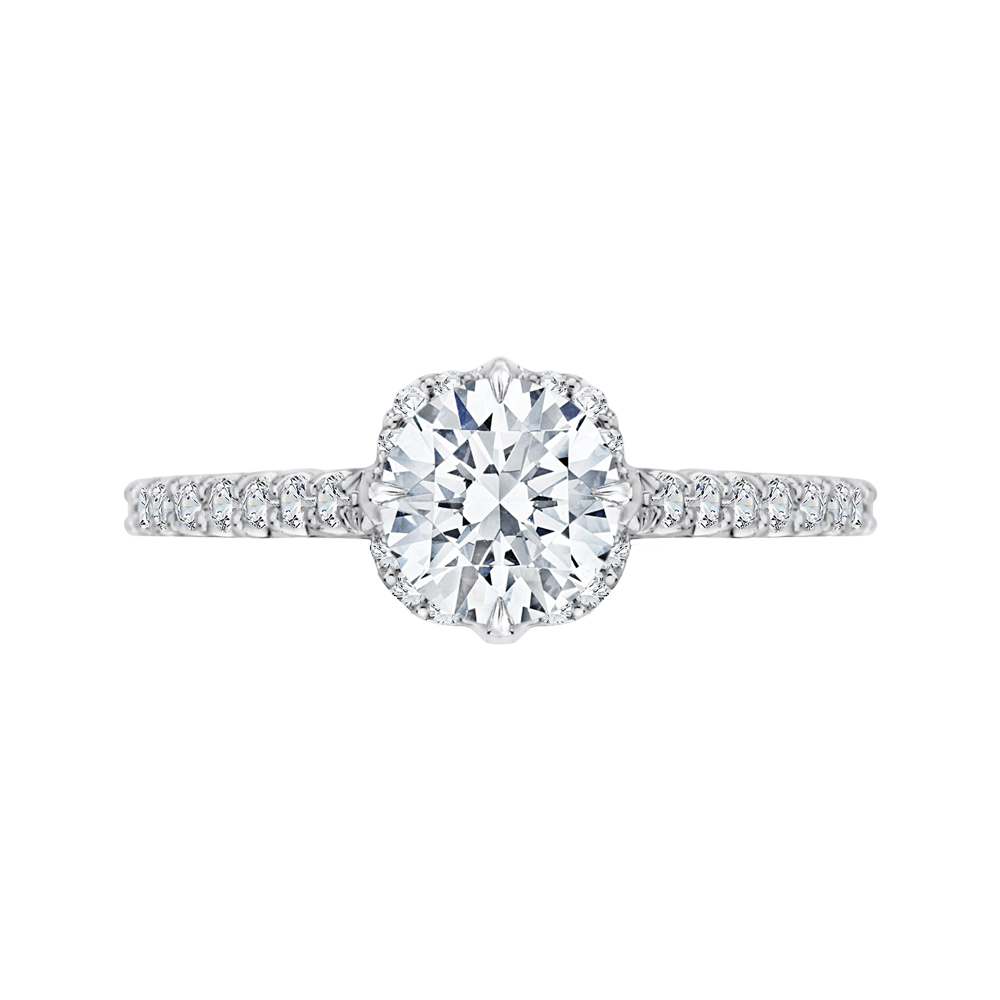 Euro Shank Round Diamond Engagement Ring in 14K White Gold (Semi-Mount)