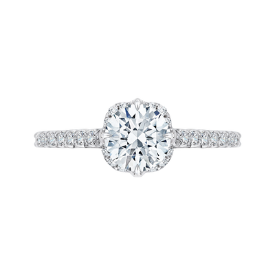 Euro Shank Round Diamond Engagement Ring in 14K White Gold (Semi-Mount)